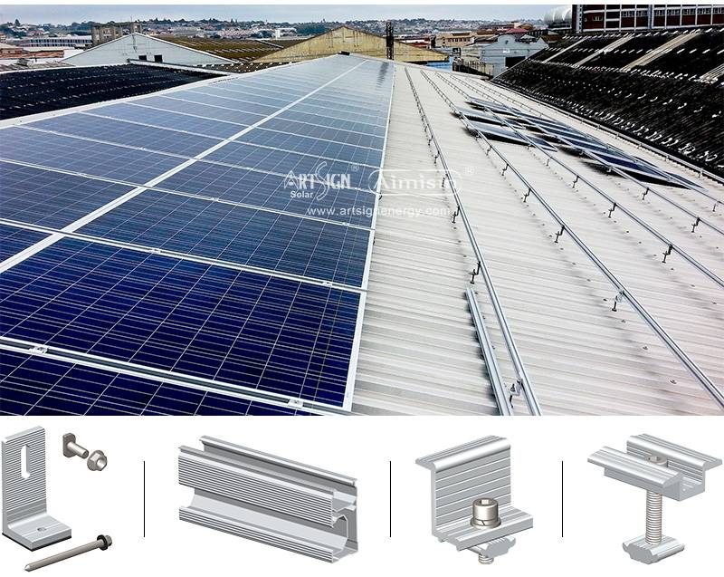 Staffe di montaggio solare con base a L per tetto in lamiera/metallo