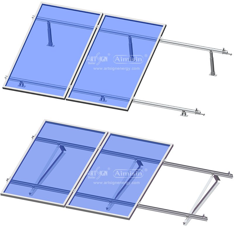 Strutture solari triangolari in alluminio per tetto piano
