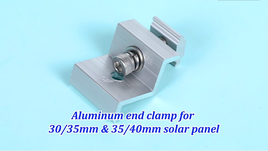 Morsetto terminale in alluminio per pannelli solari di spessore 30/35 e 35/40 mm
